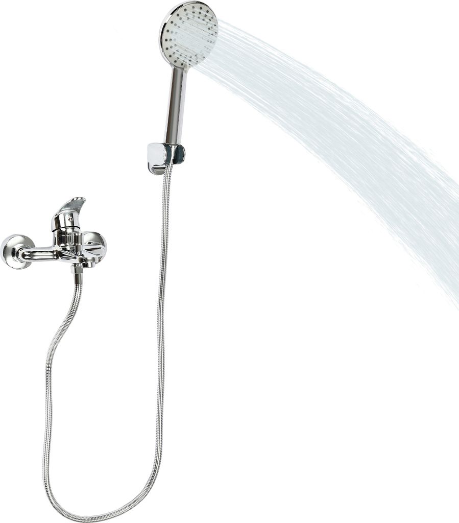 Badewannenarmatur mit Handbrause Wandmontierte Duschkombinationsset Silbrig