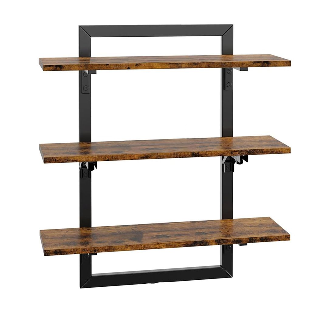 An der Wand montierter Lagerregalständer aus Holz, faltbares Design, starke Tragfähigkeit, glatte Kante, einfache Montage, schwebende Regale, Org...
