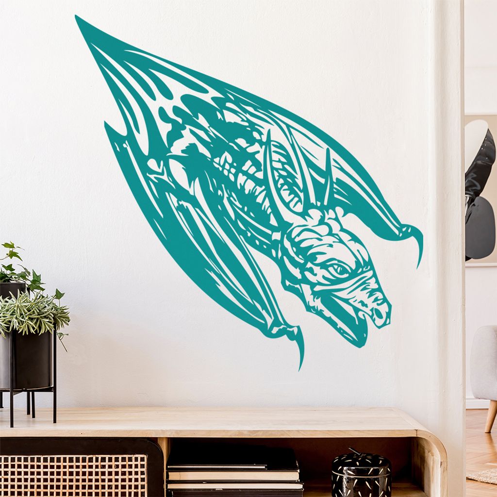 Drachen Flug Wandtattoo in 6 Größen - Wandaufkleber Wall Sticker - Dekoration, Küche, Wohnzimmer, Schlafzimmer, Badezimmer