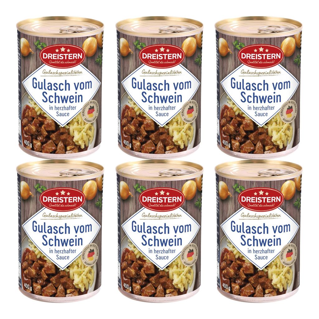 DREISTERN 6x Gulasch vom Schwein in herzhafter Sauce 400g Produktbild 