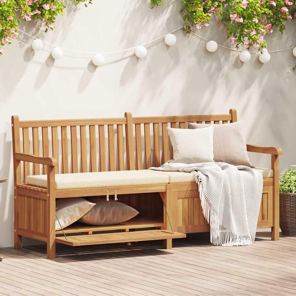 Gartenaufbewahrungsbank Braun 228 x 60 x 90 cm Teak-Massivholz, Gartenbänke Design Möbel Neu