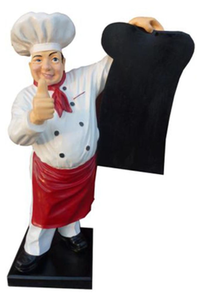 Werbe Tafel Koch Figur Statue Skulptur Werbefigur Menütafel Werbeaufsteller Neu