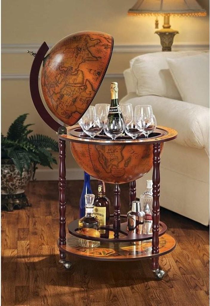 Globe Bar - Hausbar - Barwagen - Globe Bar Deko Stehtisch Globus - 56 x 56 x 98 cm 9,5 kg