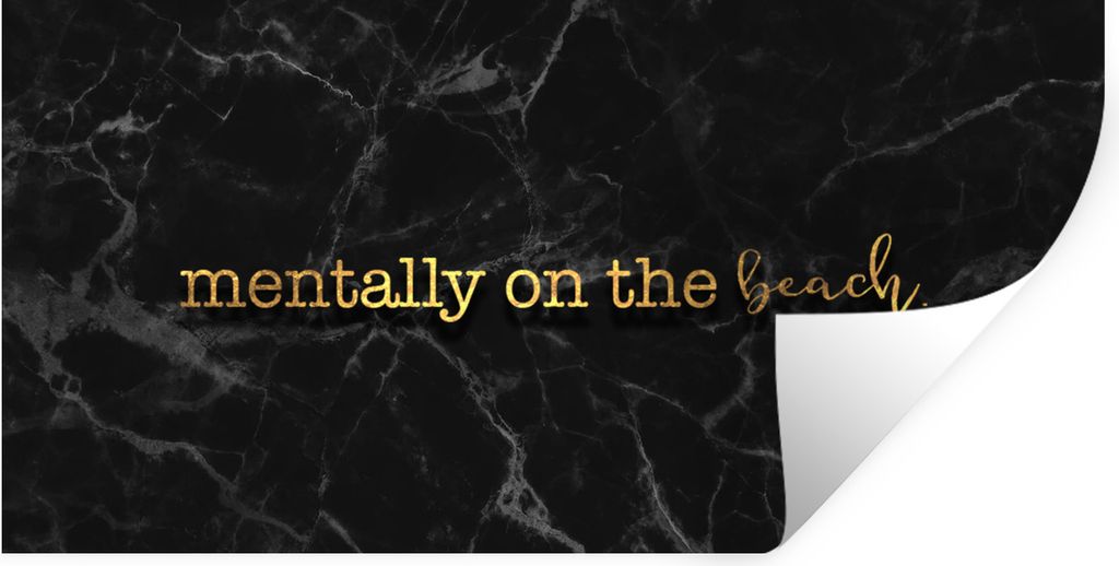 MuchoWow Wandtattoo Wandsticker Wandaufkleber Zitat - Strand - Gold - Marmor 40x20 cm Selbstklebend und Repositionierbar - Aufkleber