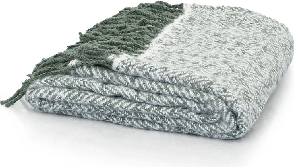Lula Couverture douillette Nels Vert 130 x 170 cm - Plaid doux canapé
