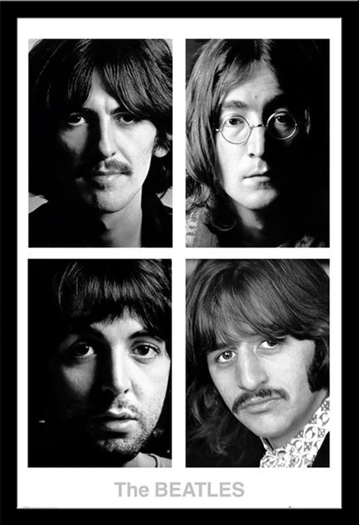 Poster Beatles cadre MDF Shinsuke noir et protection vitre acrylique