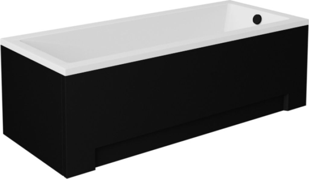 Badewanne MODERN BLACK&WHITE 140x70 mit Füßen, Siphon und Schwarze Schürze (1x kurz, 1x lang - zwei Seiten)