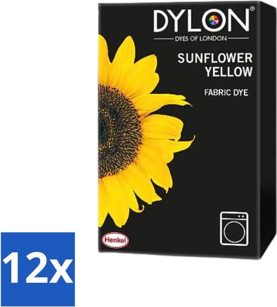 Dylon - Textilfarbe - Sonnenblumengelb - Lichtechte Textilfarbe - 350 g - Vorteilspack - 12 Stücke