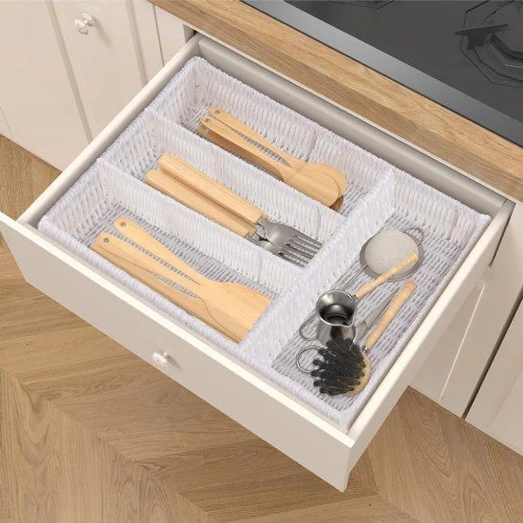 Porte-papier tressé résistant blanc - Organiseur de bureau format plat