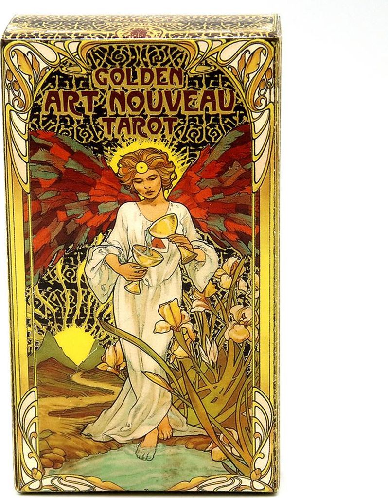 Eine Schachtel goldener Jugendstil-Tarotkarten Produktbild 