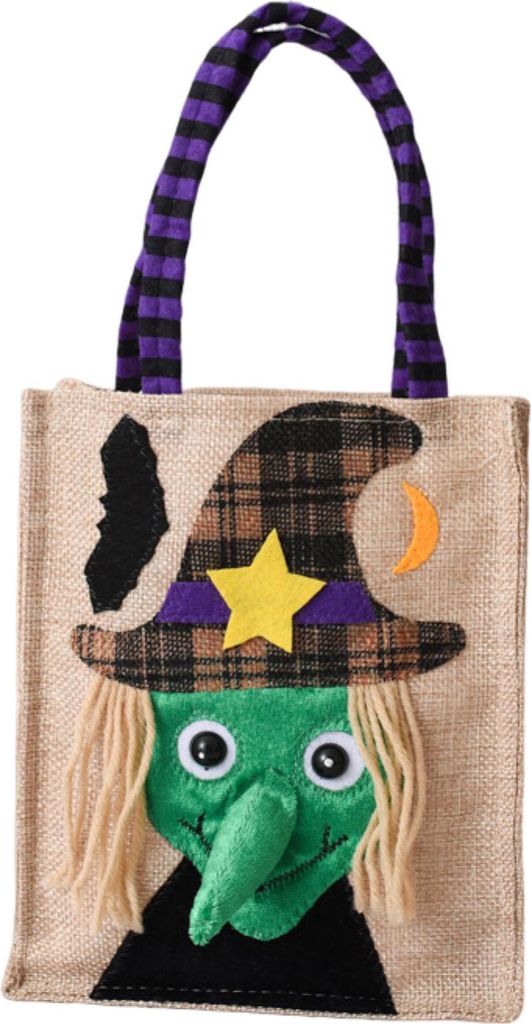 Halloween-Süßigkeitentasche, wiederverwendbar, Trick or Treat, Tragetasche, Kürbis, Hexe, Geist, bedruckt, Halloween-Canvas-Tasche, große Einka...
