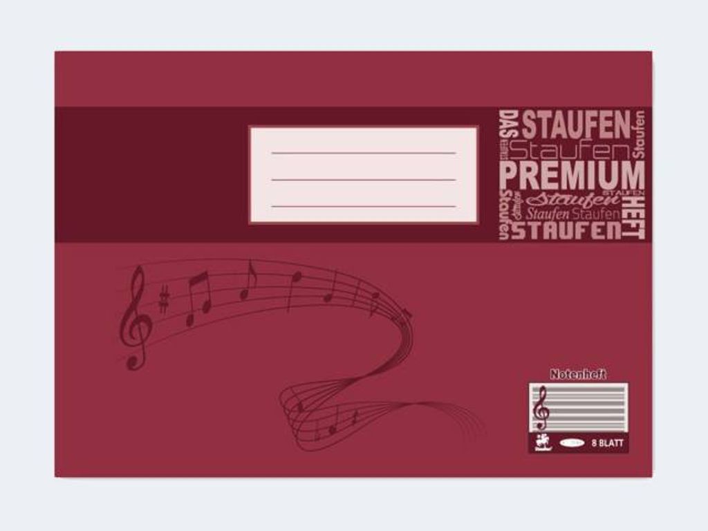 Staufen 734010114 Notenheft PREMIUM Academy - A5 quer, 90 g/qm, 8 Blatt, 6 Notensysteme