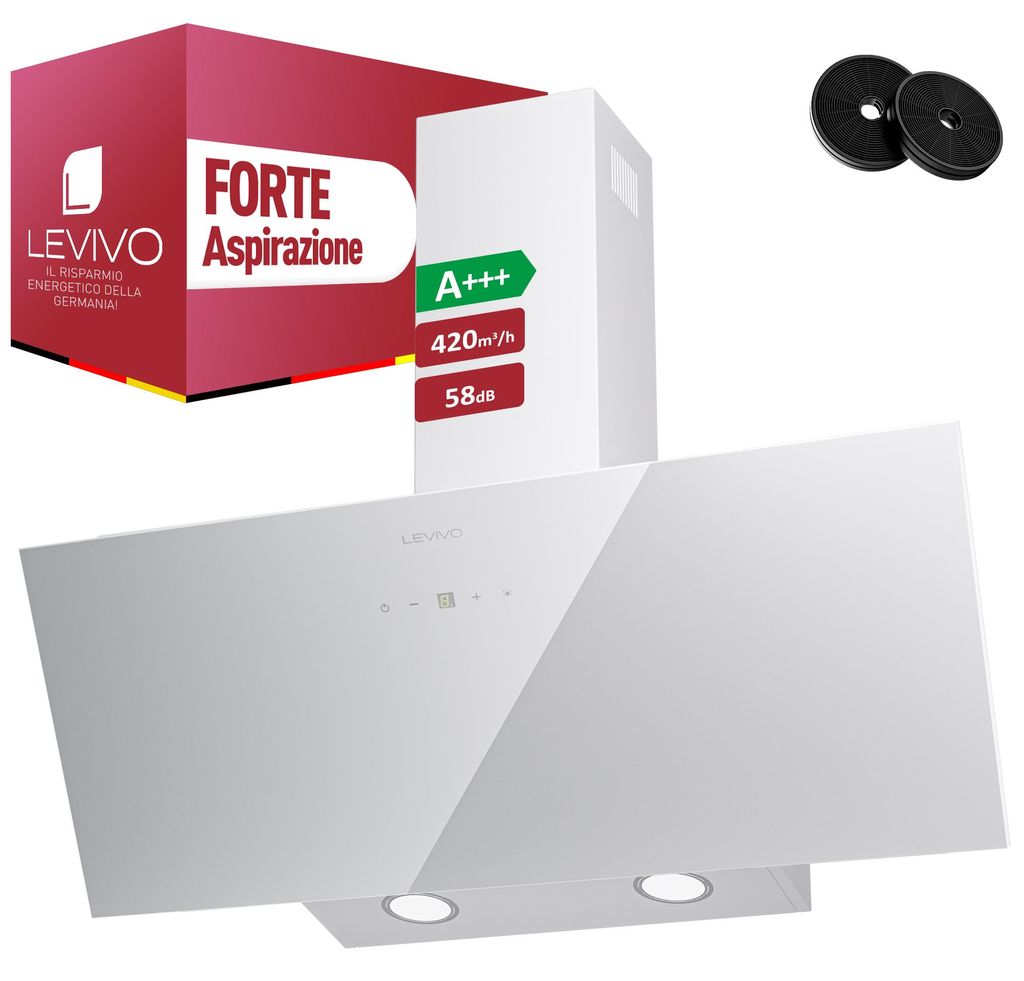 LEVIVO A+++ Cappa Aspirante 80 cm con 420 m³/h, 2 Filtri a Immagine del prodotto 