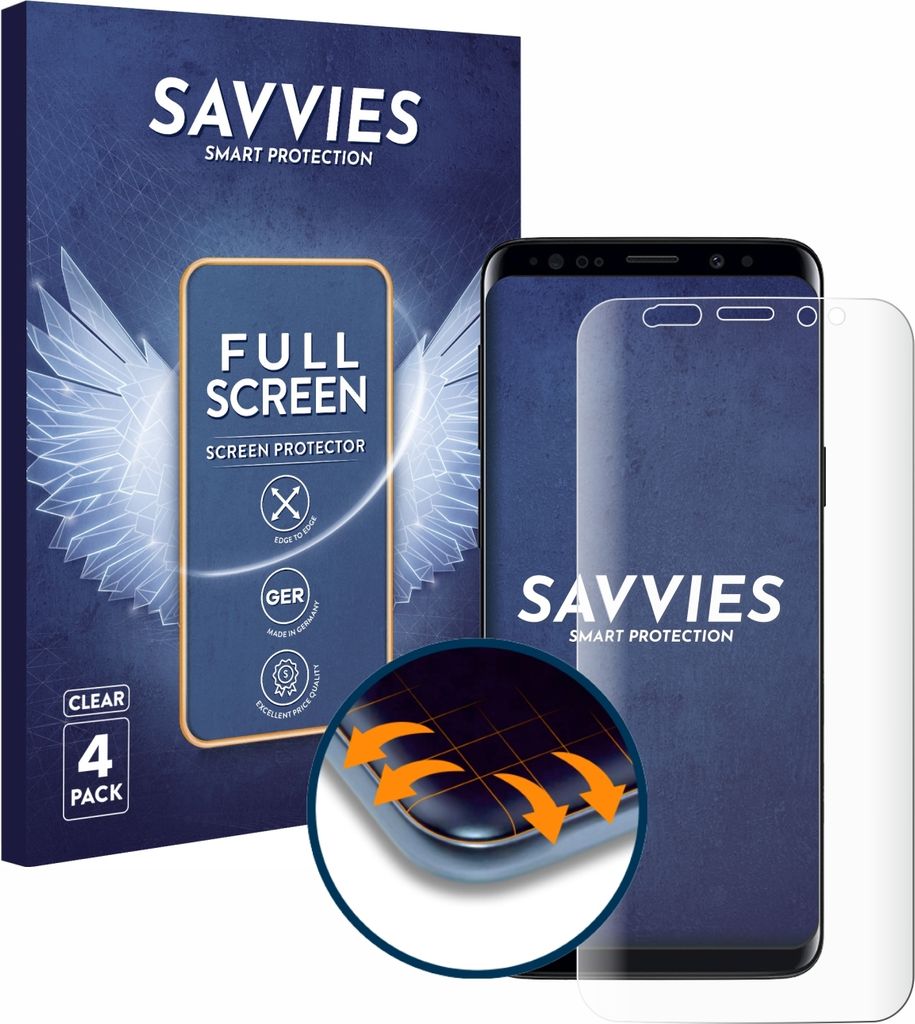 4x Savvies Fullscreen Schutzfolie für Samsung Galaxy S9 Produktbild 