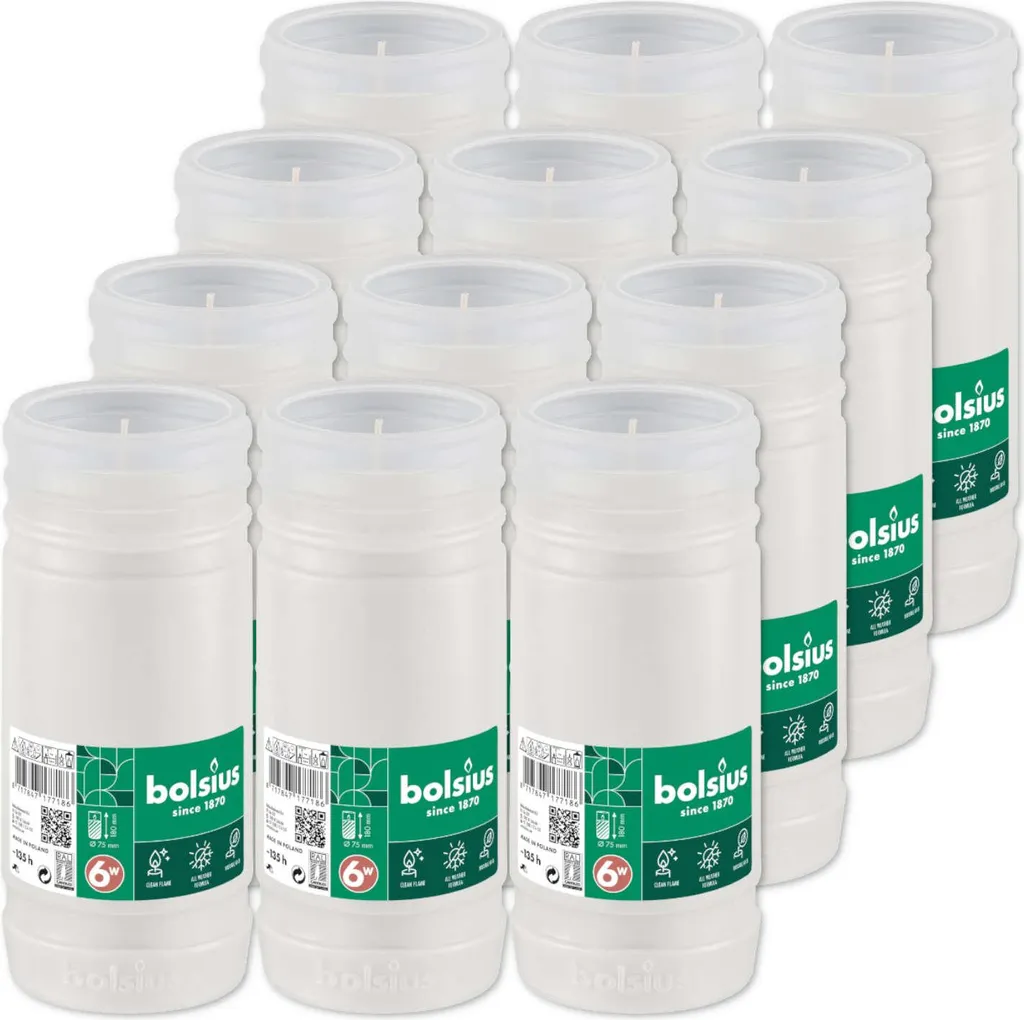 Bolsius RP6W 135h Candele Paraffina | Confezione Risparmio 12pz