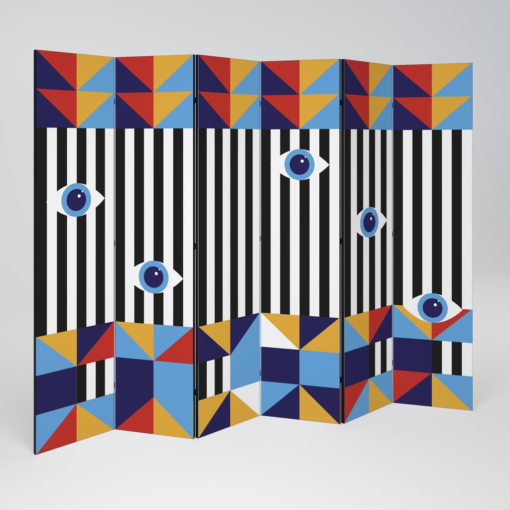 SpaceRebels Paravent Raumteiler - 6-teilig Raumtrenner, Druck 1-Seite - Raumtrenner - Trennwand Wohnung - Room Divider - Spanische Wand Deko Modern...