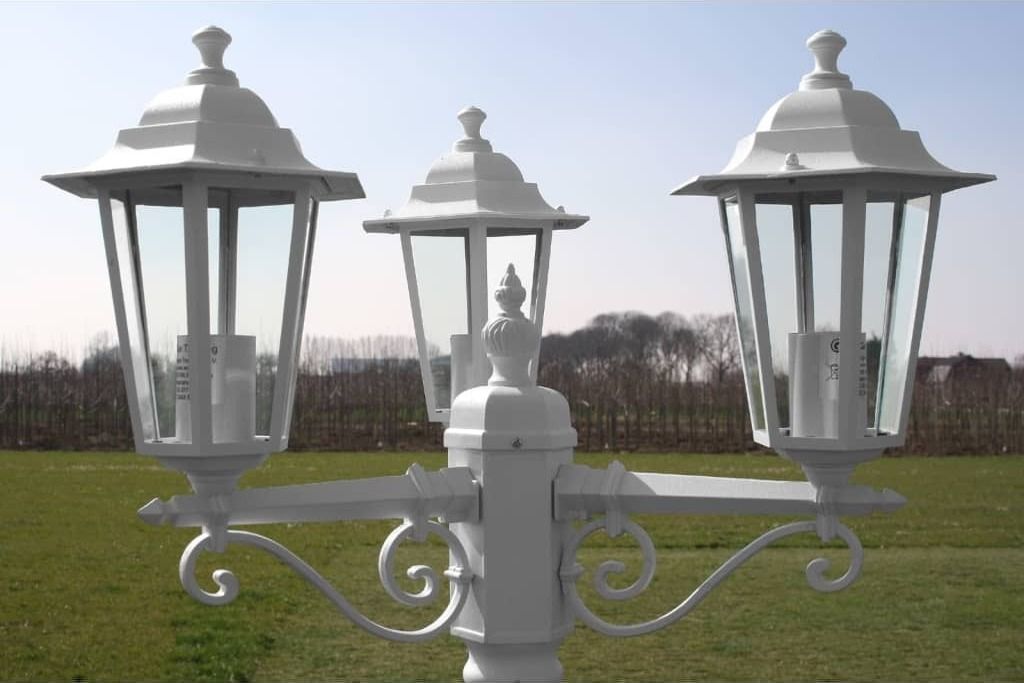 vidaXL Gartenlaterne 3-flammig 215 cm Weiß Aluminium Produktbild 6