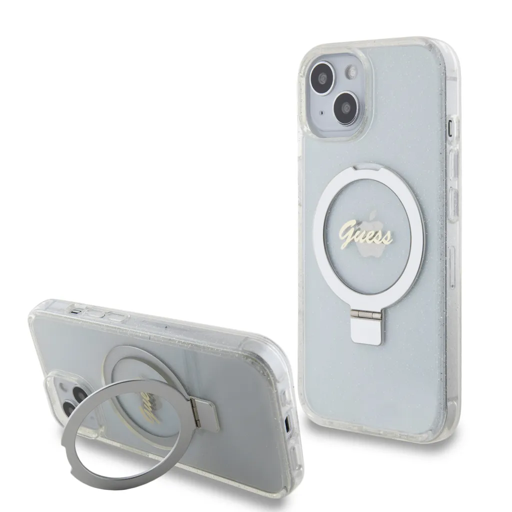 Custodia Guess iPhone 15/14/13 MagSafe Ring Stand Glitter Hardcase