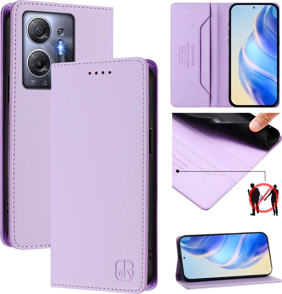 Lederhülle für Infinix Hot 30 5G Hülle Flip Brieftasche Kartenfächern Ständer Schutzhülle Violett