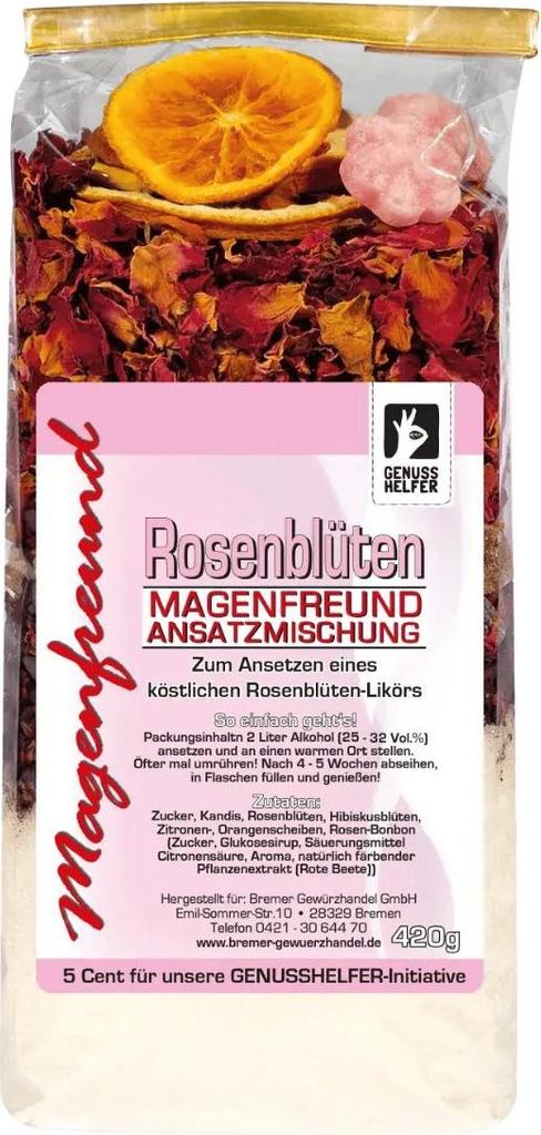 Magenfreund Ansatzmischung Roseblüten, ohne künstliche Zutaten, Likör selber machen, 420g