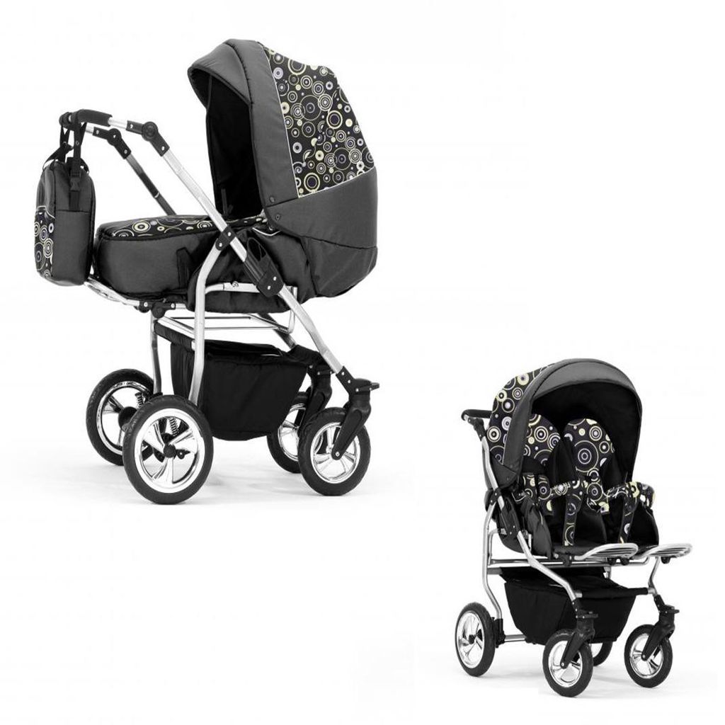 Zwillingskinderwagen 2 in 1 Duo Twin inkl. Sportsitze - 11 Teile - in 20 Farben