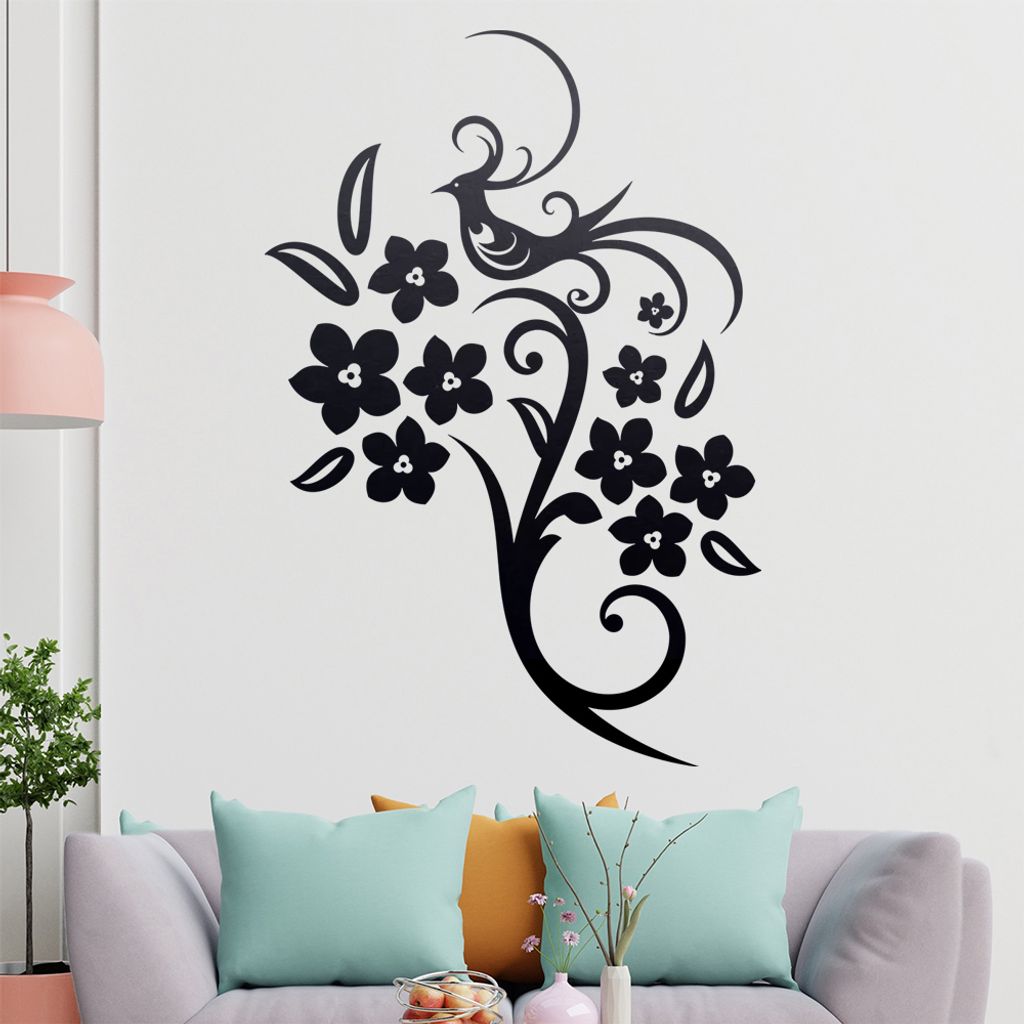 Fasan Vogel Ranke Wandtattoo in 6 Größen - Wandaufkleber Wall Sticker - Dekoration, Küche, Wohnzimmer, Schlafzimmer, Badezimmer