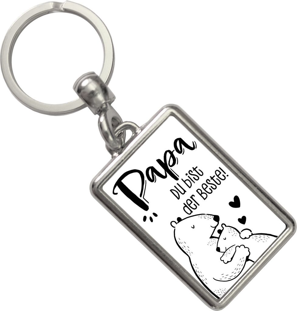 Bären Papa und Kind Schlüsselanhänger mit Spruch Papa du bist der Beste