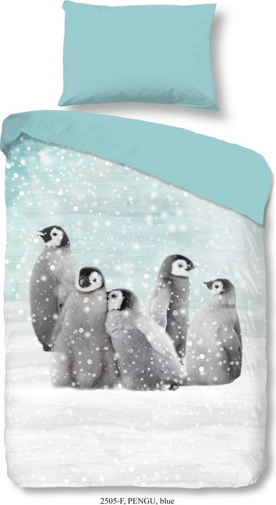 Good Morning Kinder Bettwäsche mit Pinguin- 140x200 cm- 100% Baumwolle