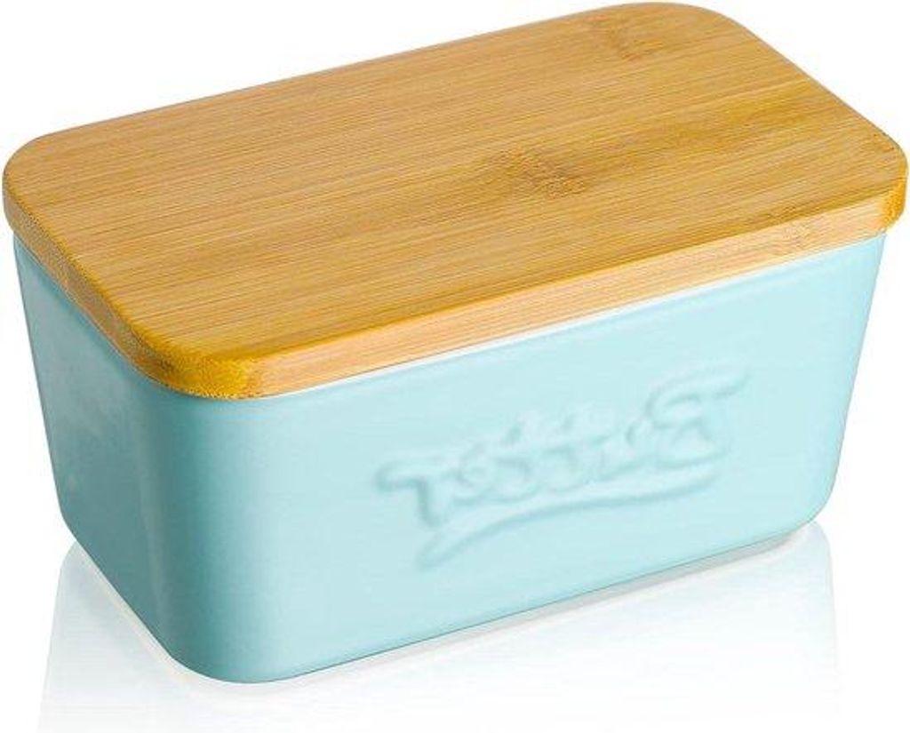 Porzellan-Butterdose mit Holzdeckel - luftdichter Butterbehälter - Küchen- und Haustischdekoration - große Butterdose - für alle Arten von Butt...