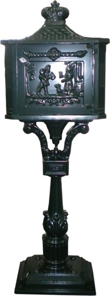 Casa Padrino Jugendstil Standbriefkasten Grün - Aluminium Postkasten - Luxus Säulenbriefkasten