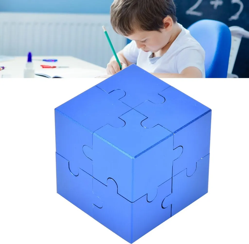 Casse-tête éducatif 3D bleu, le jouet de décompression carré idéal - 4