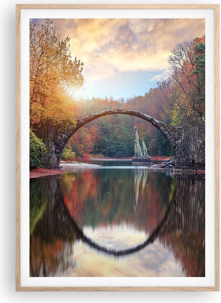 Gerahmtes Poster - Rahmen in heller Eiche - Garten Produktbild 