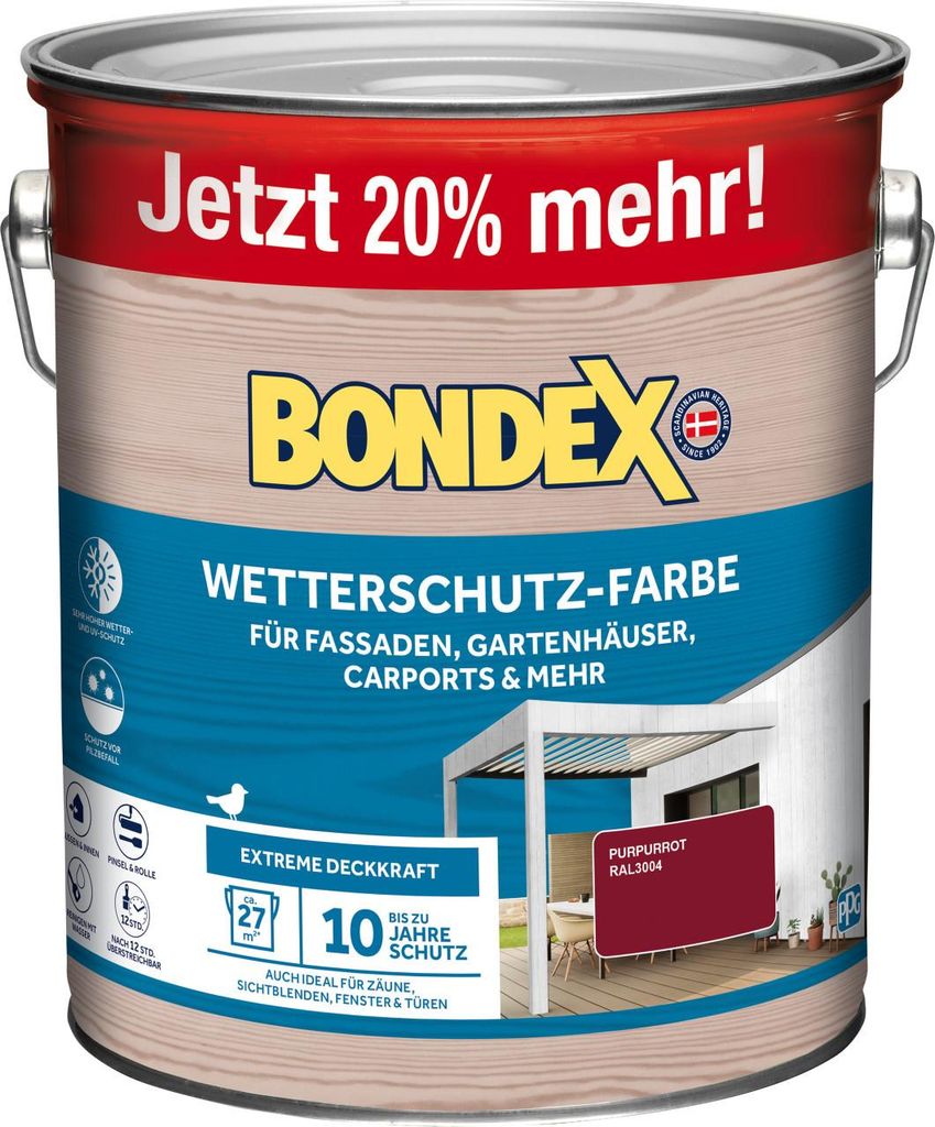 Bondex Wetterschutzfarbe purpurrot 3 L Produktbild 