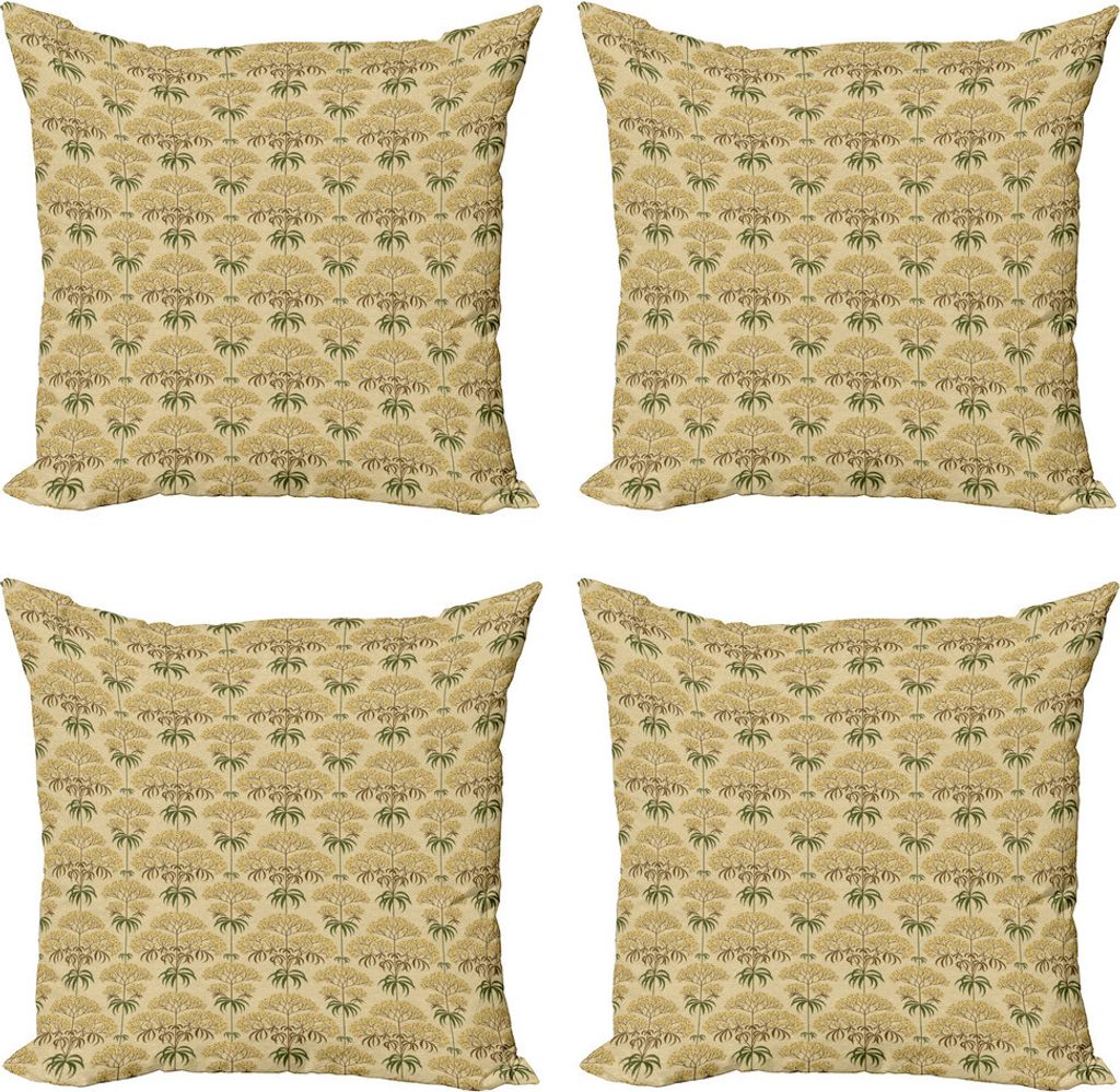 ABAKUHAUS Blumen Kissenbezug Set (4 Stück), Retro Blumen und Blätter, Moderner Doppelseitiger Digitaldruck, 50 cm x 50 cm, Mehrfarbig