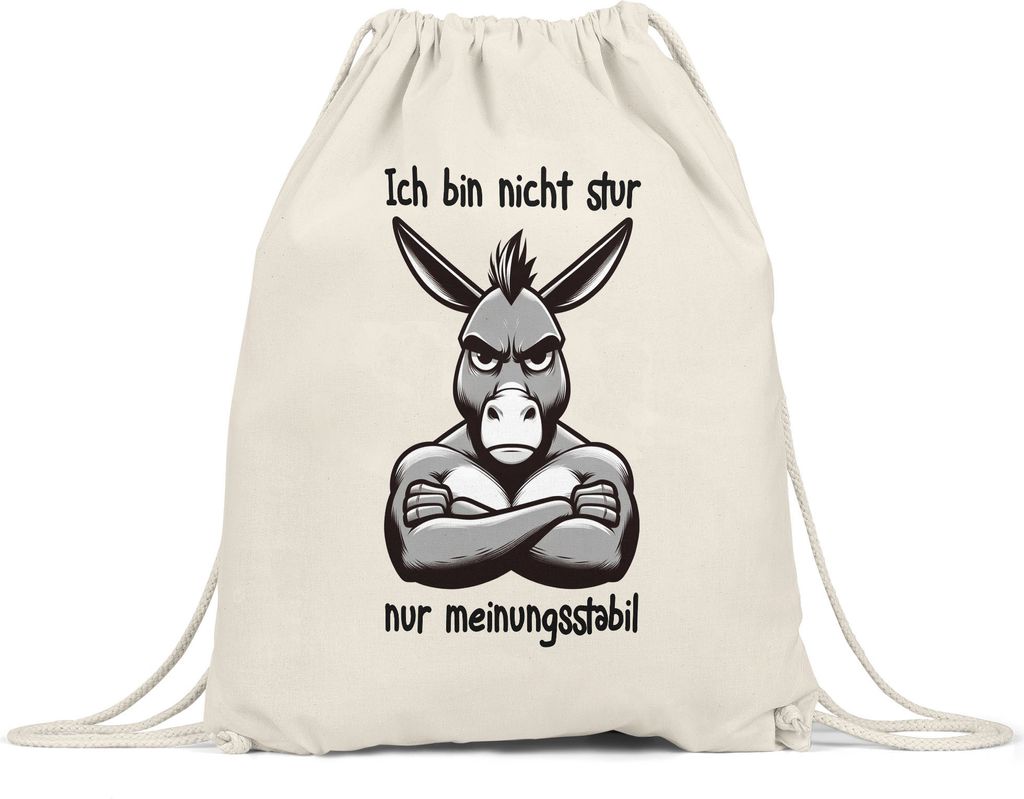 Ich bin nicht stur nur meinungsstabil Muskulöser Esel Turnbeutel - Geschenk für Kollegen
