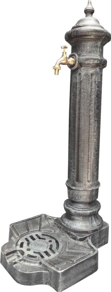 Standbrunnen Garten Wasserentnahmestelle Aluminium Alles dabei: inkl. Wasserhahn und Wasserauffangschale