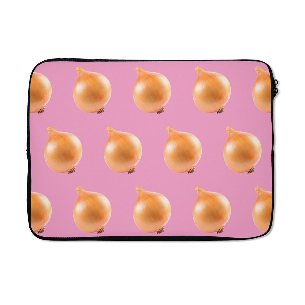 MuchoWow Laptop Hülle 14 ZollGemüse - Zwiebeln - Rosa Laptoptasche - Laptoptasche - Stoßsicher - Schutzhaube