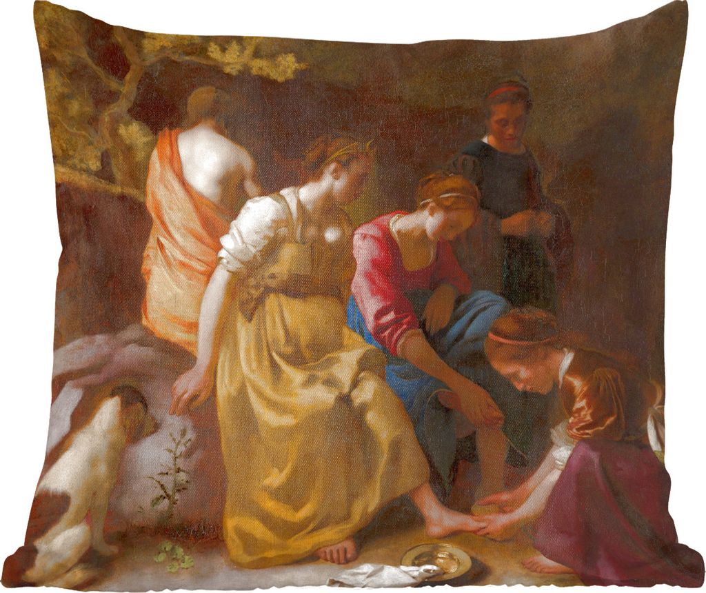MuchoWow Zierkissen Sofakissen Wohnzimmer Dekokissen 50x50 cm Diana und ihre Begleitung - Johannes Vermeer - Komfort - Sofakissen