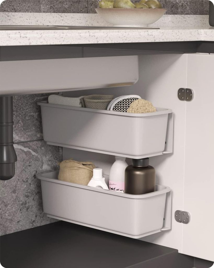 Schuifmanden Kastorganizer für Küche oder Badezimmer - Uittrekbare Laden unter Wastafel - Wandmontage Schuifmanden für Kräuter und Vorräte - G...