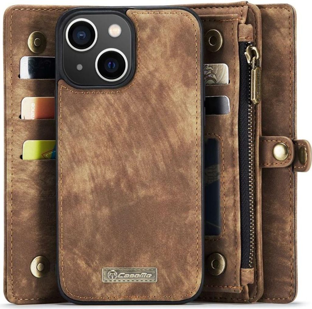 iPhone 13 Hülle - CaseMe 008 2-in-1 Klapphülle & Back Cover mit Brieftasche - Braun
