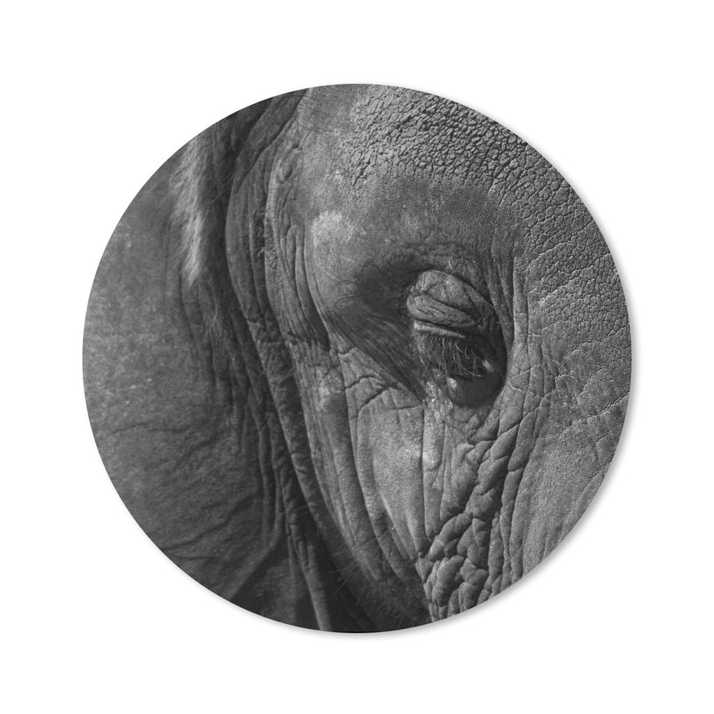 MuchoWow Mauspad Mousepad Elefant - Tiere - Nahaufnahme - Schwarz und weiß 30x30 cm - Mousepads - Maus Mat - Pad - Mausunterlage - Tischunterlag...