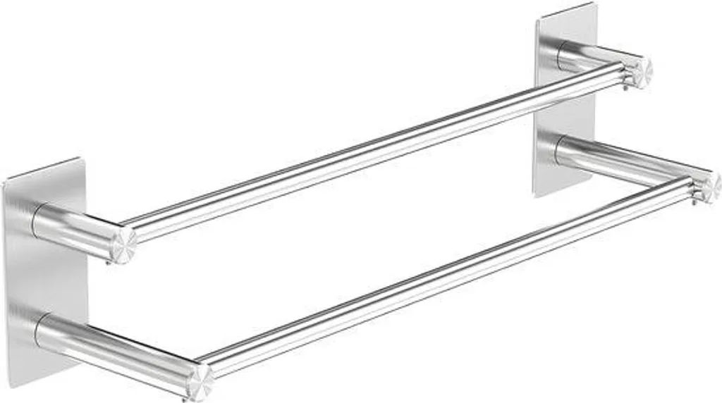 Porte-serviettes inox 60 cm double niveau avec finition argentée chic