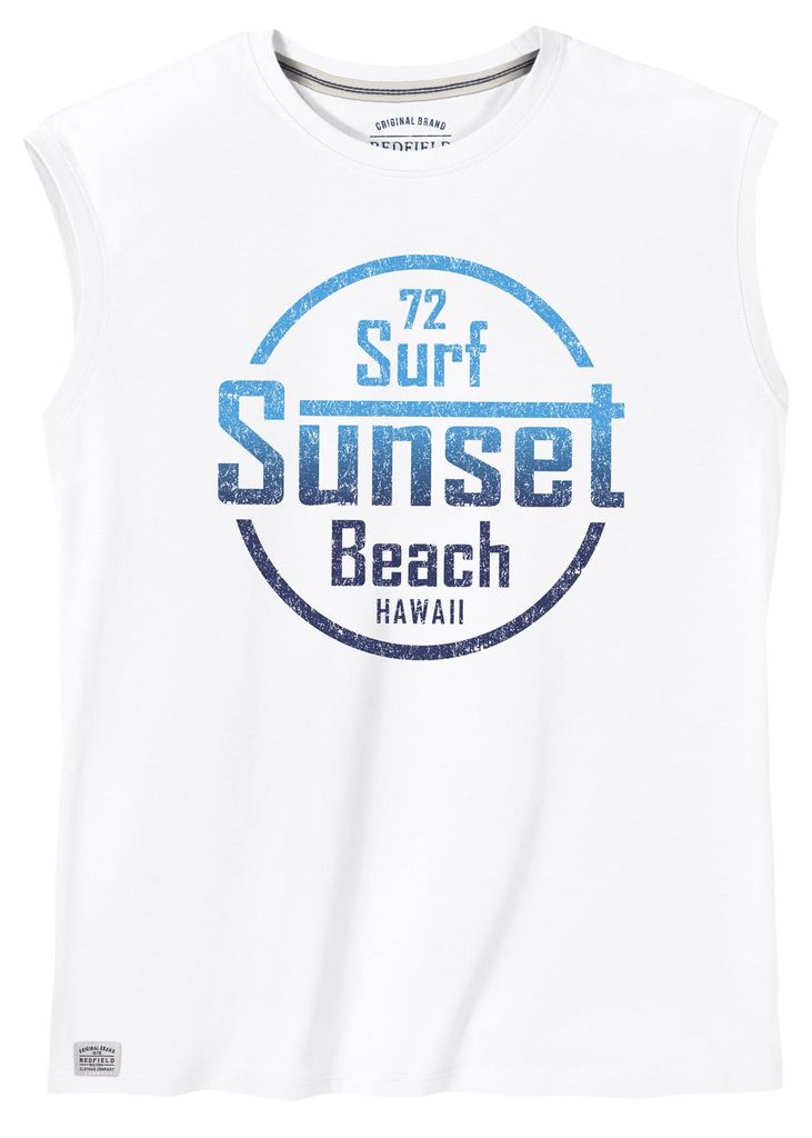 Redfield Übergrößen Muskelshirt Print Sunset weiß