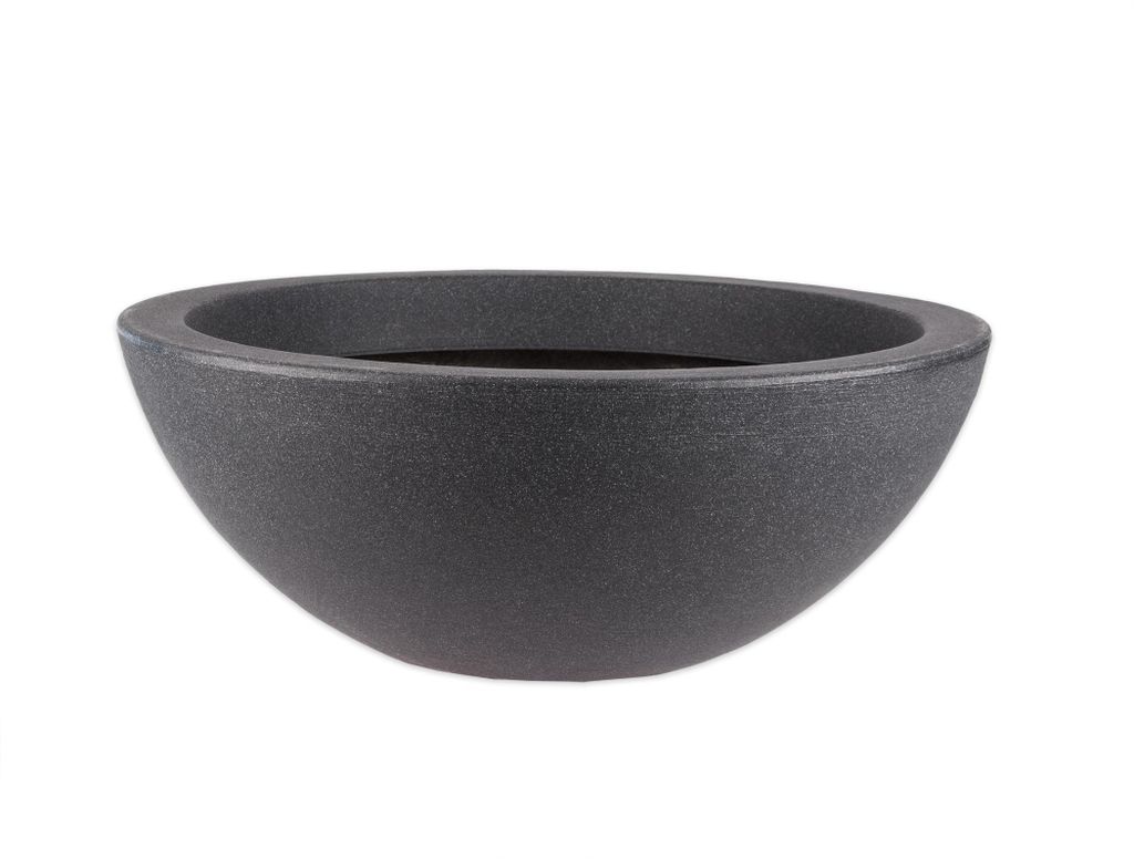 BigDean XXL Pflanzschale Wasserschale Ø 52 cm Höhe ca. 19 cm - Brunnenschale für Miniteich - Stabiler Kunststoff - Anthrazit Stein-Optik - Abfli...