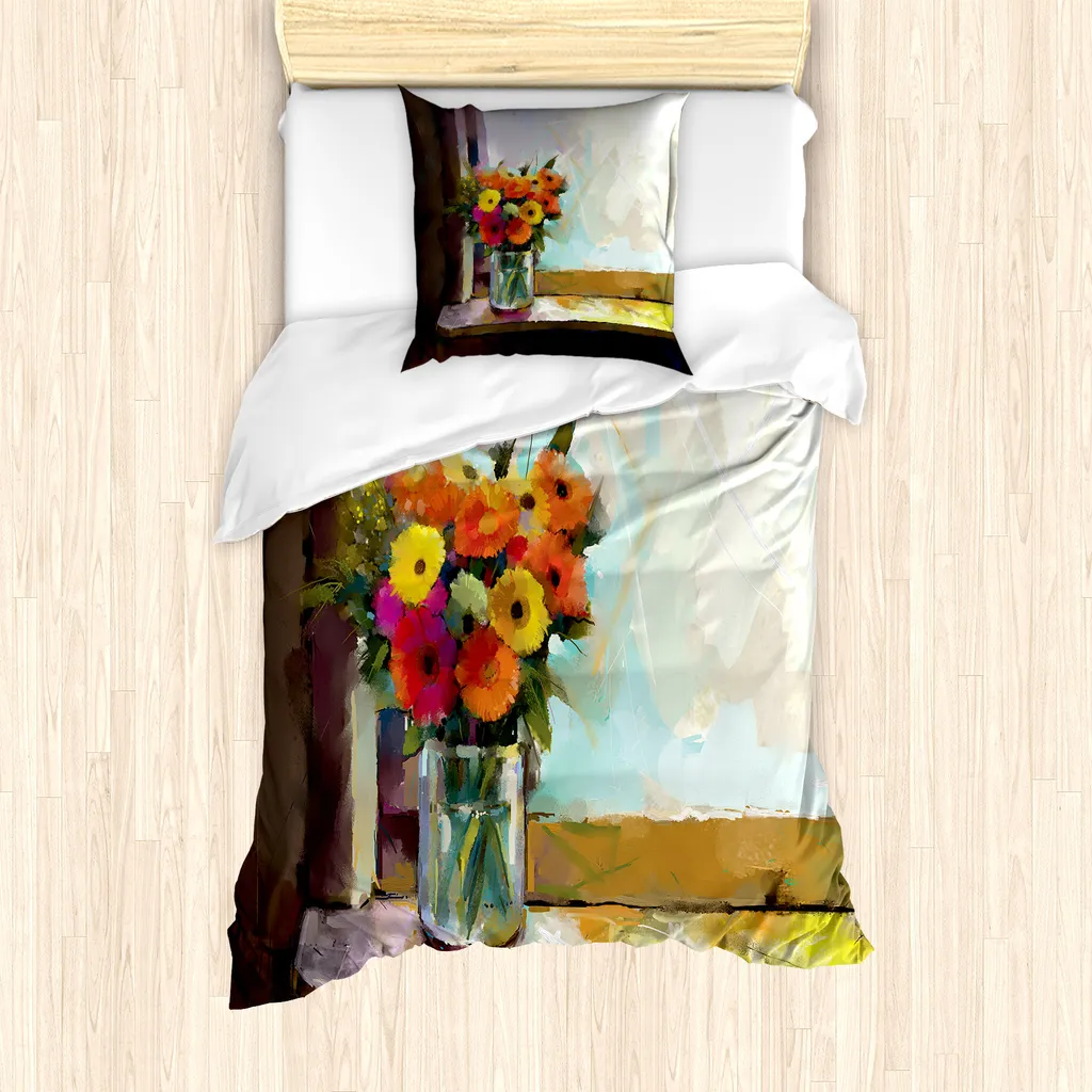 Housse de Couette Anti-Acariens Marguerite 135x200 cm Hypoallergénique