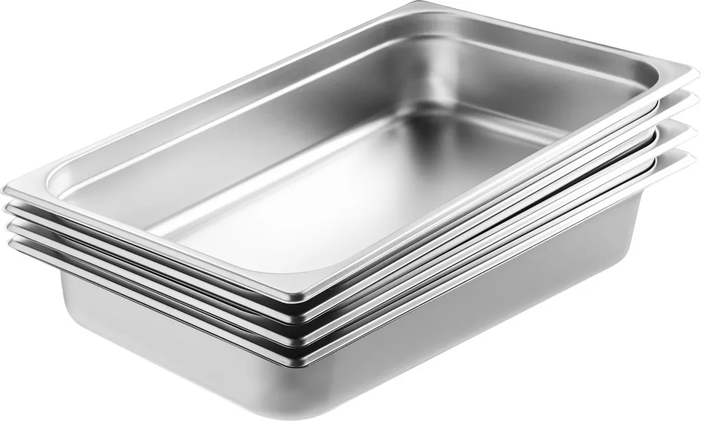 Bac Gastro Inox Anti-Bourrage Profondeur 4 Pouces - Lot de 4 Unités GN