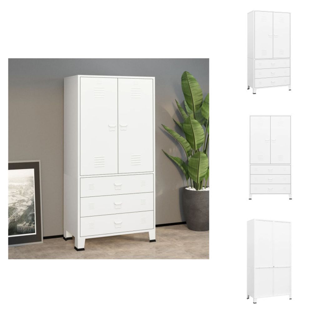 vidaXL Industrial Kleiderschrank Weiß 90x50x180 cm Metall - Kleiderschränke