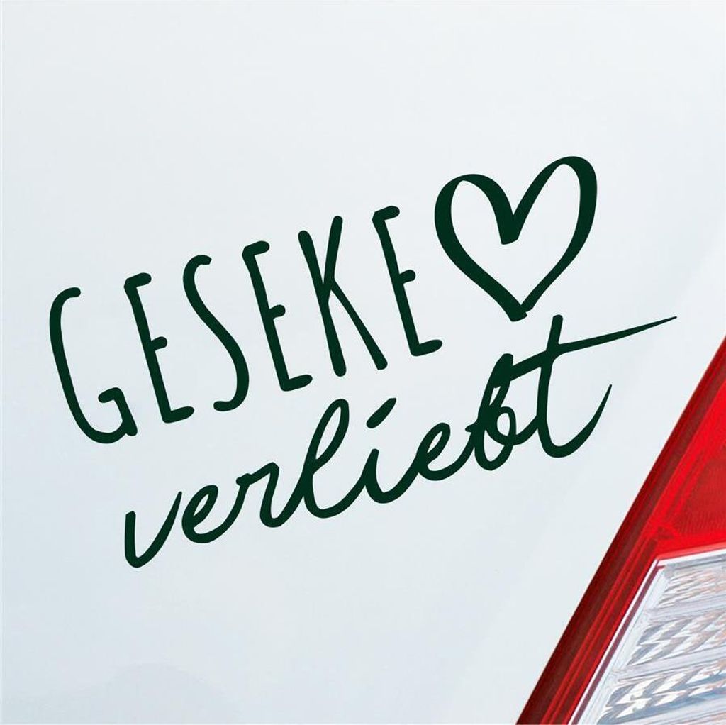 Auto Aufkleber Geseke verliebt Herz Stadt Heimat Liebe Car 19x9 cm Dunkelgrün Sticker Heckscheibenaufkleber