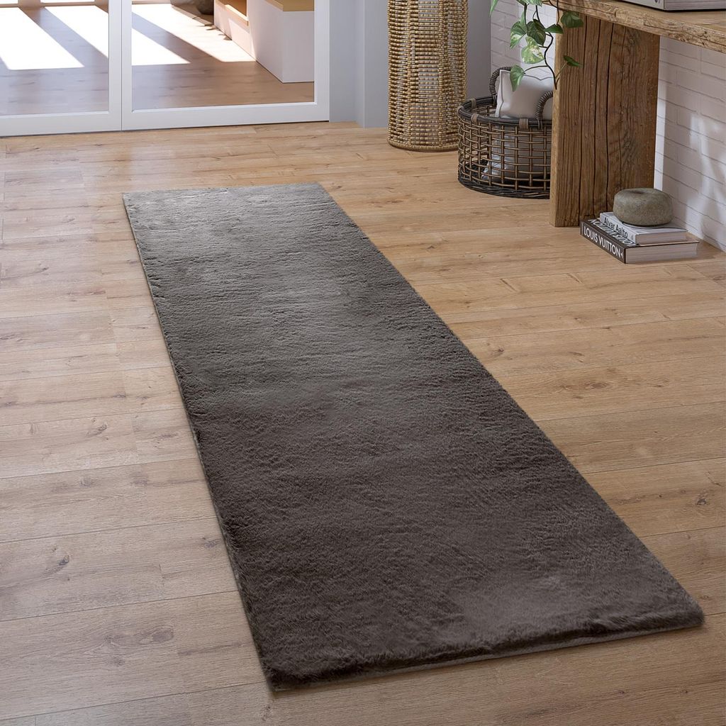 Hochflor Teppich Läufer Flur Schlafzimmer Shaggy Flauschig Produktbild 