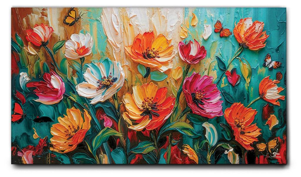 Giallobus - 44 - Symphonie der Blumen - Giallobus - 70L x 40B cm - Bild - Leinwand mit Standardrahmen